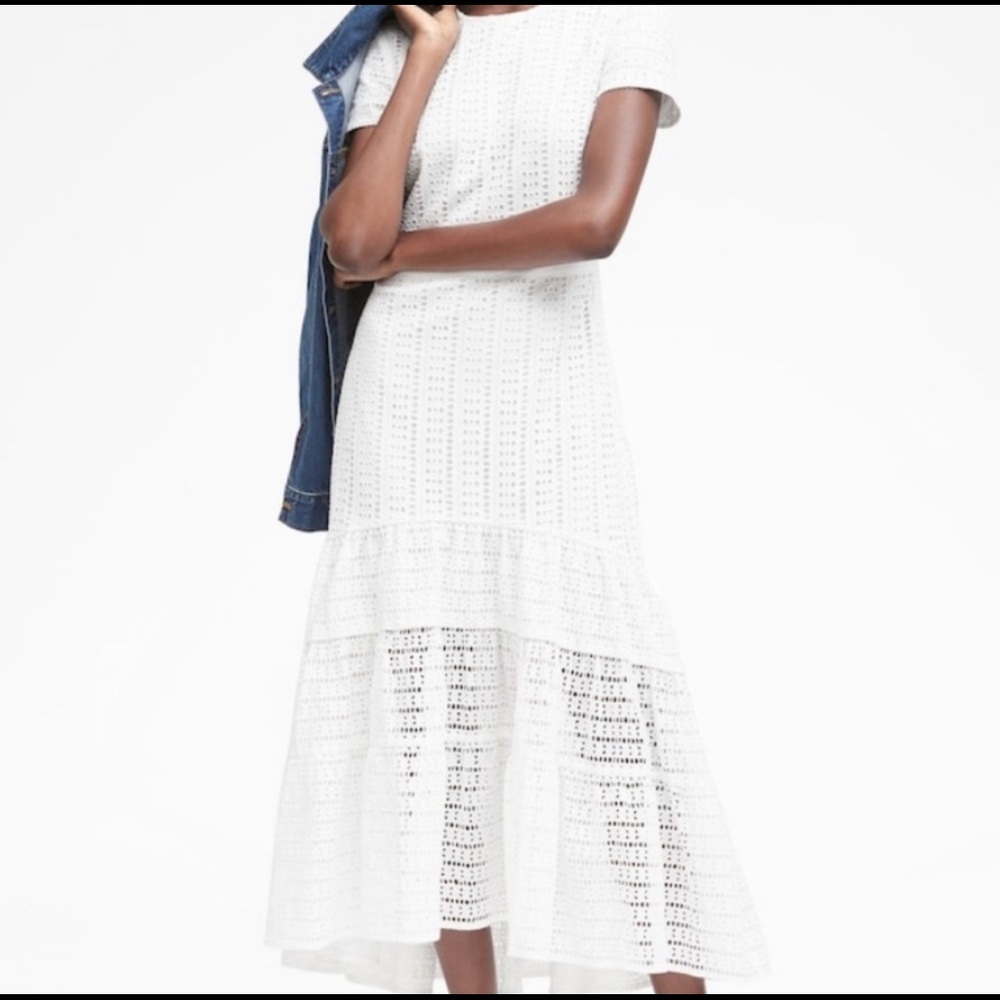 Banana Republic Eyelet Hi Low Dress